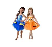 Rubie's Findet Nemo & Dorie Boîte de robe en tulle - Ensemble 2 en 1 pour enfant - Taille 104 - Adorables costumes de fille orange et bleu - Idéal comme cadeau frères et sœurs et pour le carnaval