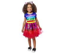 Rubies Gabbys Dollhouse Costume arc-en-ciel pour filles avec détails imprimés et bandeau avec oreilles pour carnaval, Noël, anniversaire, XXS (3-5 ans)