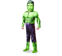 RUBIES - Marvel Avengers Officiel - Déguisement Luxe Hulk Enfant - Taille 5-6 Ans - Combinaison Imprimée Effet « Muscle » Avec Masque en Mousse - Pour Halloween, Carnaval - Idée Cadeau de Noël