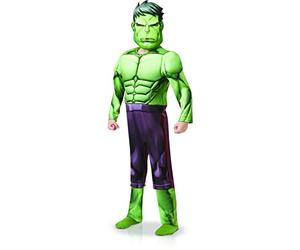 RUBIES - Marvel Avengers Officiel - Déguisement Luxe Hulk Enfant - Taille 5-6 Ans - Combinaison Imprimée Effet « Muscle » Avec Masque en Mousse - Pour, Carnaval - Idée Cadeau de