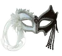 Rubies Masque D'Éur Eyemask Noir & Blanc À Plumes Dorées