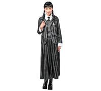 RUBIES - Mercredi Addams - Uniforme Ecole Mercredi Addams - Rayé Noir - Taille S à L - Perruque Disponible - Déguisement Adulte - Pour Halloween, Carnaval - Idée Cadeau de Noël