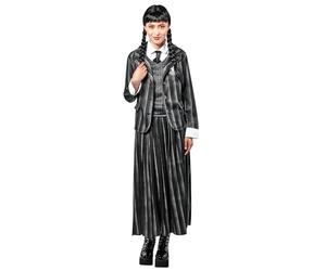 RUBIES - Mercredi Addams - Uniforme Ecole Mercredi Addams - Rayé Noir - Taille S à L - Perruque Disponible - Déguisement Adulte - Pour Halloween, Carnaval - Idée Cadeau de Noël