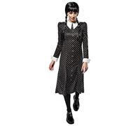 RUBIE'S Mercredi Officiel - Déguisement Entrée de Gamme Mercredi Adulte Femme - Taille M - Costume Noir - Pour Halloween, Carnaval - Idée Cadeau Noël