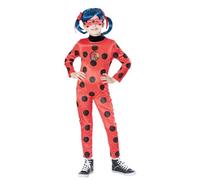 RUBIES - Miraculous Officiel - Déguisement Luxe LADYBUG pour Enfants - Taille 5 à 10 ans au Choix - Costume avec Combinaison à Manches Longues et Masque avec Attache