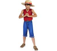 Rubies Official One Piece Monkey D. Luffy Child Costume, Kids Fancy Dress 5-6