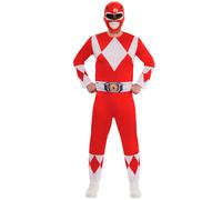 Rubies Official Power Rangers Mighty Morphin Red Ranger Adult Costume, Adults Fa
