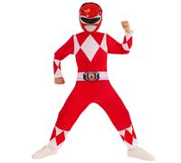 Rubies Mighty Morphin 1001408S000 Déguisement de Ranger Power pour enfant, rouge, 7-8 ans