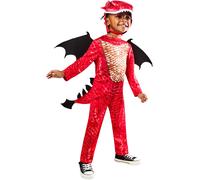 Costume De Dragon Rouge Pour Enfant Deluxe Effrayant Tenue De Fête Âge 2-8