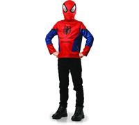 RUBIE'S SPIDER-MAN - Marvel officiel - Déguisement pour Enfant avec un Top Imprimé avec logo araignée Spider-man son Masque en Plastique - Taille Unique 5-8 ans - Super Héros Avengers Halloween
