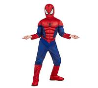 RUBIE'S SPIDER-MAN - Marvel officiel - Déguisement pour enfant de luxe Spider-Man. Taille 5-6 ans. Costume avec combinaison aux muscles rembourrés + cagoule attache velcro + couvre-bottes intégrés