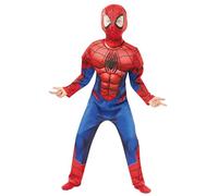 RUBIE'S SPIDER-MAN - Marvel officiel - Déguisement pour enfant de luxe Spider-Man. Taille 5-6 ans. Costume avec combinaison aux muscles rembourrés et cagoule attache velcro Halloween