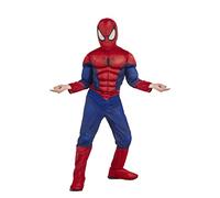RUBIE'S SPIDER-MAN - Marvel officiel - Déguisement pour enfant de luxe Spider-Man. Taille 7-8 ans. Costume avec combinaison aux muscles rembourrés + cagoule attache velcro + couvre-bottes intégrés