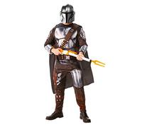 RUBIE'S STAR WARS Officiel - Déguisement Adulte The Mandalorian - Taille Standard - Costume Deluxe Complet avec Combinaison Armure, Panneau Holographique, Cape et Masque -Pour Carnaval