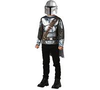 RUBIES - STAR WARS Officiel - Déguisement Enfant The Mandalorian - Taille Unique 5-8 ans - Costume avec Top Imprimé Imitation « Armure », une Cape Attaches Velcro et un Masque en PVC