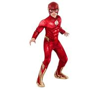 Rubies The Flash Deluxe Costume pour enfants avec poitrine musclée, couvre-bottes et masque officiel DC Comics pour carnaval, Halloween, fêtes et anniversaires Taille M