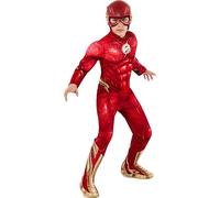 Rubies The Flash Deluxe Costume pour enfants avec poitrine musclée, couvre-bottes et masque officiel DC Comics pour carnaval, Halloween, fêtes et anniversaires Taille M