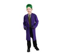 Rubies - Déguisement Enfant JOKER - DC Comics Officiel - Taille 7-10 ans - Costume avec Veste Longue & Tshirt Imprimé Intégré - Pour, Carnaval,