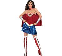 Rubies- Wonder Woman - DC Comics Officiel - Déguisement Adulte Super Héroïne - Taille S - Costume Complet avec Robe Bustier, Cape, Serre Tête, Manchettes et Couvre Bottes I-888439S