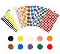 Rubigo Lot de 1500/3000 pastilles autocollantes colorées de 8 mm - 10 couleurs assorties - Étiquettes circulaires pour calendriers, planificateurs, travaux manuels, bureau et école (10 couleurs, 1500