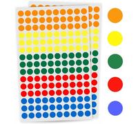Rubigo Lot de 1500 pastilles autocollantes colorées de 8 mm - 5 couleurs assorties - Étiquettes circulaires pour calendriers, planificateurs, travaux manuels, bureau et école (1500 points)