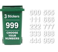 Rubigo Lot de 3 autocollants numérotés de 0 à 9 pour poubelles à roulettes, faciles à appliquer, 17,5 cm, autocollants en vinyle résistant aux intempéries (9)