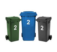 Rubigo Lot de 3 autocollants numérotés de 0 à 99 pour poubelles à roulettes, 17,5 cm, faciles à appliquer, autocollants en vinyle résistant aux intempéries (2)