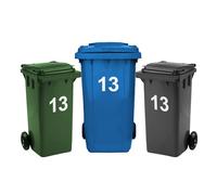 Rubigo Lot de 3 autocollants numérotés de 0 à 99 pour poubelles à roulettes, 17,5 cm, faciles à appliquer, autocollants en vinyle résistant aux intempéries (13)