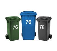 Rubigo Lot de 3 autocollants numérotés pour poubelles à roulettes, 0-99, 17,5 cm, faciles à appliquer, autocollants en vinyle résistant aux intempéries (76)
