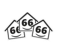 Rubigo Lot de 3 autocollants numérotés pour poubelles à roulettes de 1 à 99 - 15 cm - Motif Happy House - Facile à appliquer - Vinyle autocollant résistant aux intempéries - Noir (66)