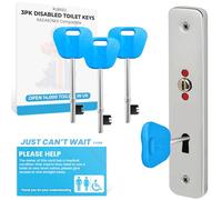 RubiGo Lot de 3 clés radar pour toilettes handicapées UK - 4 couleurs - clés de toilettes handicapées avec carte « Just Can't Wait » (bleu)