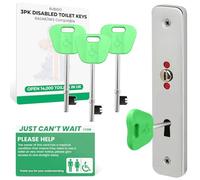 RubiGo Lot de 3 clés radar pour toilettes handicapées UK avec carte « Just Can't Wait » Vert