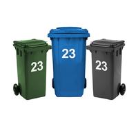 Rubigo Lot de 3 stickers en vinyle pour poubelles à roulettes, numéros de 0 à 99, 17,5 cm, autocollants pour poubelles à roulettes, autocollants en vinyle résistant aux intempéries (23)