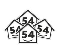 Rubigo Lot de 4 numéros de poubelle à roulettes, anti-reflets, résistants aux intempéries, motif maison 1-99, autocollants, vinyle de 16 cm