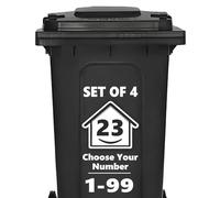 Rubigo Lot de 4 numéros de poubelle pour poubelles à roulettes, design maison 1-99, 16 mm, autocollants en vinyle résistant aux intempéries (23)