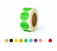 Rubigo Lot de 500 autocollants ronds colorés de 25 mm - 10 couleurs assorties, semi-brillantes, inscriptibles, faciles à décoller et durables, pour calendriers, planificateurs, artisanat, bureau et