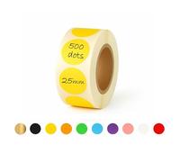 Rubigo Lot de 500 autocollants ronds colorés de 25 mm - 10 couleurs assorties, semi-brillantes, inscriptibles, faciles à décoller et durables pour calendriers, planificateurs, travaux manuels, bureau