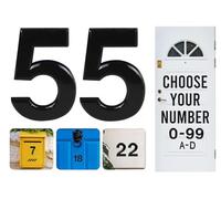 Rubigo Numéros de porte 7,6 cm 0-99 à coller sur numéro de porte noir, numéros de maison ABS autocollants argentés 3D pour portes, boîtes aux lettres, chambres d'hôtel (55)