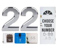 Rubigo Numéros de porte effet chromé 7,6 cm 0-99 à coller sur numéro de porte, numéros de maison ABS auto-adhésifs argentés 3D pour portes, boîtes aux lettres, chambres d'hôtel (22)