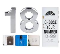 Rubigo Numéros de porte effet chromé 7,6 cm 0-99 à coller sur numéro de porte, numéros de maison ABS auto-adhésifs argentés 3D pour portes, boîtes aux lettres, chambres d'hôtel (18)
