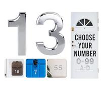 Rubigo Numéros de porte effet chromé 7,6 cm 0-99 à coller sur numéro de porte, numéros de maison ABS auto-adhésifs argentés 3D pour portes, boîtes aux lettres, chambres d'hôtel (13)