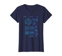 Rubik Puzzle de compétition en Forme de Cube breveté T-Shirt, Femme, Bleu Marine, S