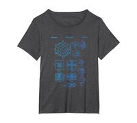 Rubik Puzzle de compétition en Forme de Cube breveté T-Shirt, Femme Grandes Tailles, Chiné Foncé, 1X