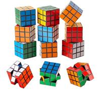 Rubiks Lot de 12 mini cubes magiques, 3 x 3 cm, design compact pour les déplacements, idéal pour les amateurs de puzzle et l'entraînement de mémoire