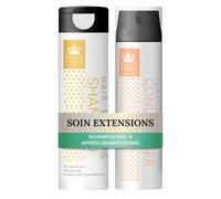 RUBIN EXTENSIONS Kit shampooing et après-shampoing | Soin professionnel des extensions | Avec huile d'argan et thé vert | Pour extensions de cheveux humains à clip et bandes | Végétalien, sans paraben