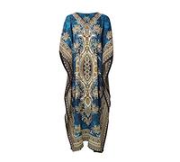 RubinaKapoor RK Essentials | Tribal Imprimer Ethnique Longue Kaftan | Grande Taille (Sarcelle)