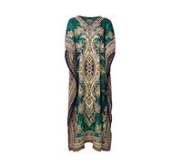 RubinaKapoor RK Essentials | Tribal Imprimer Ethnique Longue Kaftan | Grande Taille (Vert)