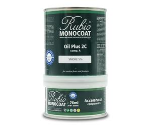 Rubio Monocoat Oil Plus 2C, Huile à Séchage Rapide pour Bois d'Intérieur, Traitement à l'Huile de Lin - Smoke 5%, 350 ml