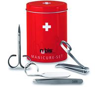Rubis 1k450 Set manucure 4 pièces, en boîte décorée (coupe-ongles, ciseaux à envies, pince à épiler, lime verre)