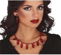 Rubis Elégance Collier Boucles d'oreilles Set Stylé Royal Grâce Luxe Collection de Bijoux Rouge Accessoires Glamour Bijoux Fantaisie Highlights, Couleur : Rouge